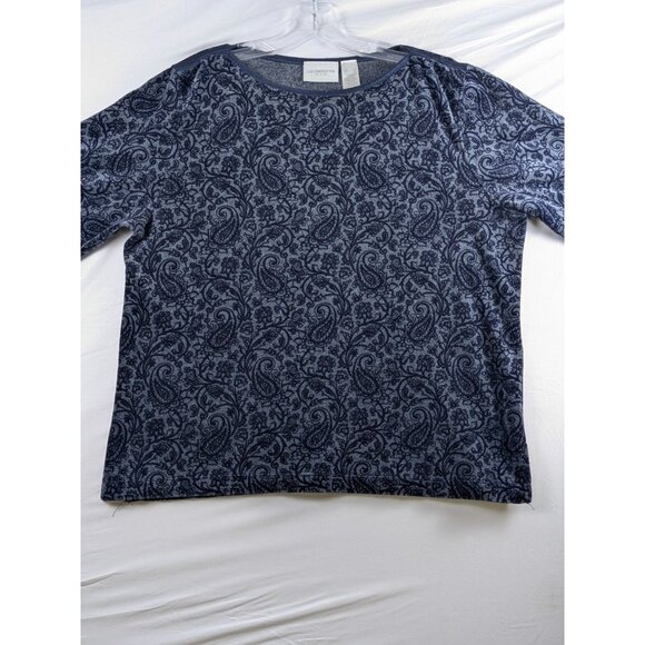 Liz Claiborne Liz & Co. Womens XL Navy Blue Paisley Print Top - Picture 2 of 9